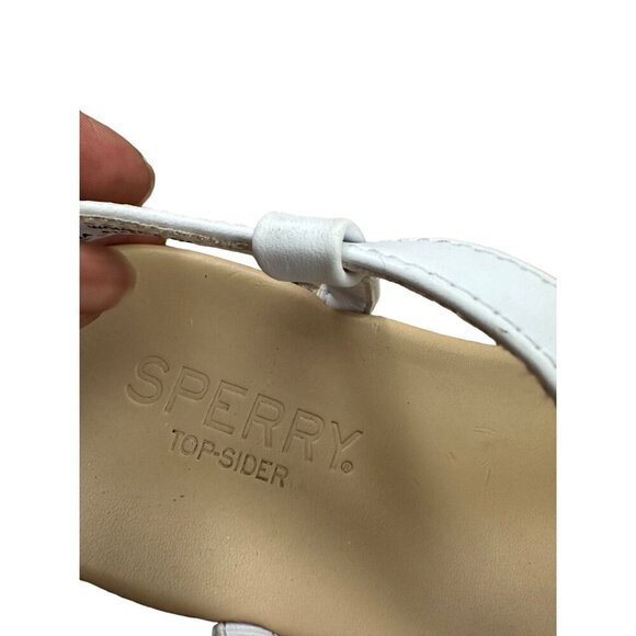 Sperry Top-Sider Saltwater Buckle Sandals 6M White Leather Thong Sandals 6M - Picture 4 of 7